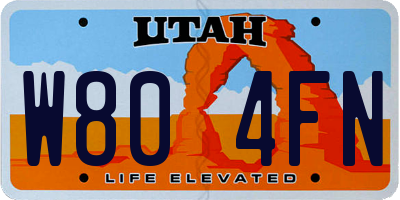 UT license plate W804FN