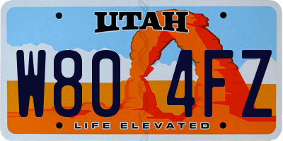 UT license plate W804FZ