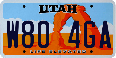 UT license plate W804GA