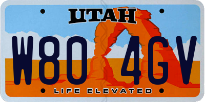 UT license plate W804GV