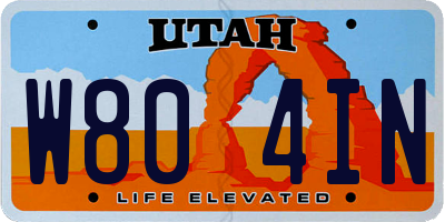 UT license plate W804IN