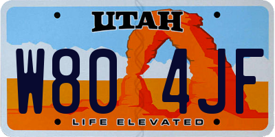 UT license plate W804JF