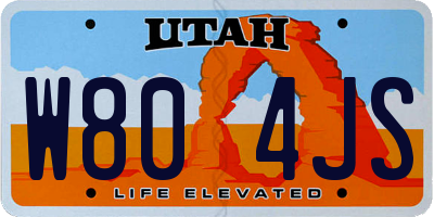 UT license plate W804JS
