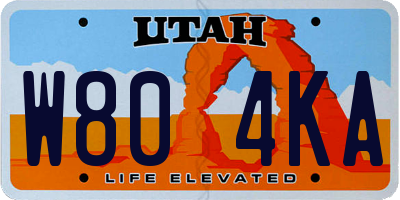 UT license plate W804KA