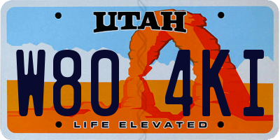 UT license plate W804KI