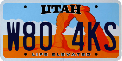 UT license plate W804KS