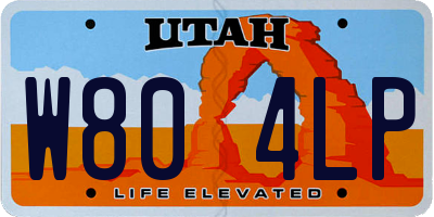 UT license plate W804LP