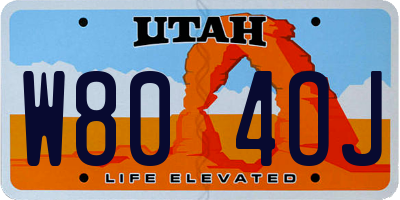 UT license plate W804OJ