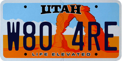 UT license plate W804RE