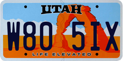 UT license plate W805IX