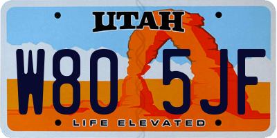 UT license plate W805JF