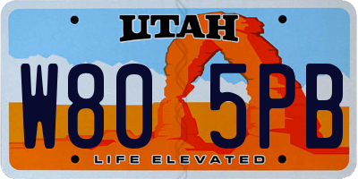 UT license plate W805PB