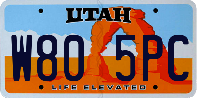 UT license plate W805PC