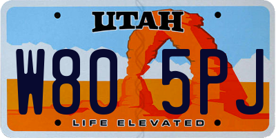 UT license plate W805PJ