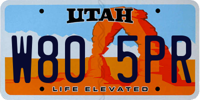 UT license plate W805PR