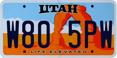 UT license plate W805PW