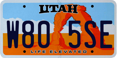 UT license plate W805SE