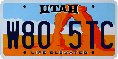 UT license plate W805TC