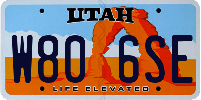 UT license plate W806SE