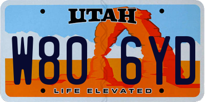 UT license plate W806YD