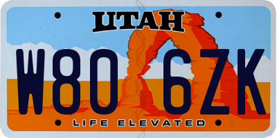 UT license plate W806ZK