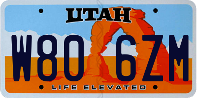 UT license plate W806ZM