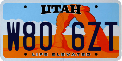 UT license plate W806ZT
