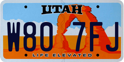 UT license plate W807FJ