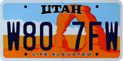 UT license plate W807FW