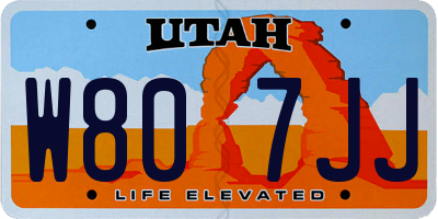 UT license plate W807JJ