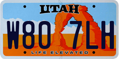 UT license plate W807LH
