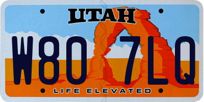 UT license plate W807LQ