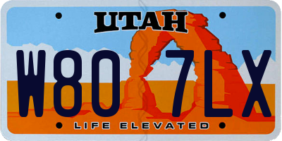 UT license plate W807LX