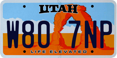 UT license plate W807NP