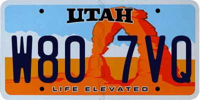 UT license plate W807VQ