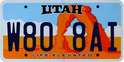 UT license plate W808AI