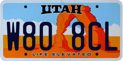 UT license plate W808CL