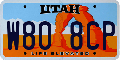 UT license plate W808CP