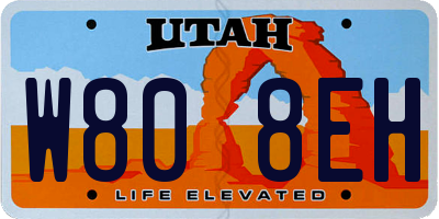 UT license plate W808EH