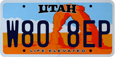 UT license plate W808EP