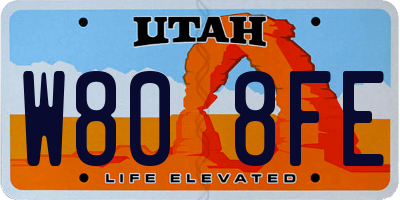 UT license plate W808FE