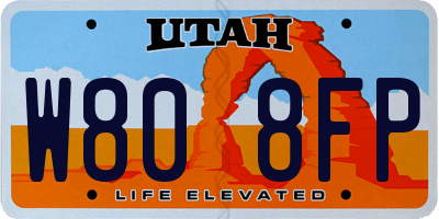 UT license plate W808FP