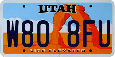 UT license plate W808FU