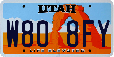 UT license plate W808FY