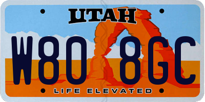 UT license plate W808GC