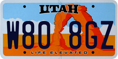 UT license plate W808GZ