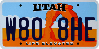UT license plate W808HE