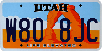 UT license plate W808JC