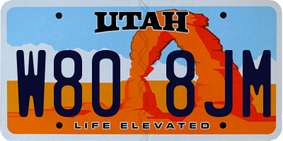 UT license plate W808JM