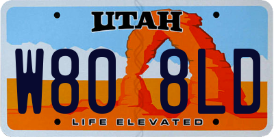 UT license plate W808LD
